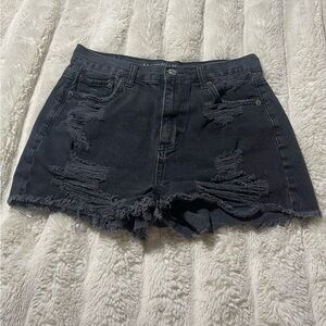 American Eagle Outfitters Dark Gray Distressed Jean Shorts